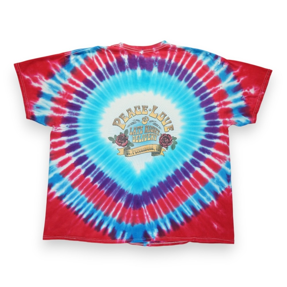 Grateful Dead Tie Dye Graphic T-Shirt Skeletons Peace Love St Petersburg FL 2XL
